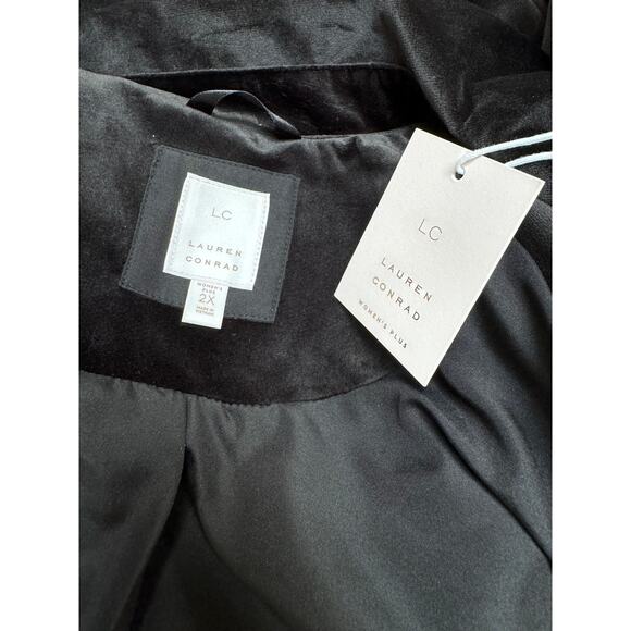 Lauren Conrad Women's Velour Moto Black Jacket, Size 2XL - Picture 7 of 8